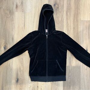 Vintage Juicy Courure Black Velour Zip-Up Hoodie